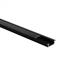 Zapustený hliníkový LED profil pod omietku čierny 2 m s priehľadným difúzorom pre LED pásy + krytky P Ecolight series