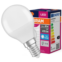 LED žiarovka P45 guľka E14 4,9W = 40W 470lm 6500K studená biela 150° VALUE CLASSIC Osram