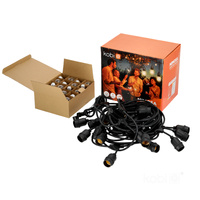 Vonkajšia záhradná svetelná reťaz Girland 20W 1000lm 2700K teplá biela 20x E27 Black IP44 20m Mimosa Kobi