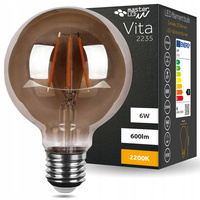 LED žiarovka E27 G80 guľka 6W 600lm 2200K teplá biela 360° Smoke Filament Masterled