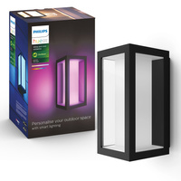 Záhradné nástenné svietidlo LED vonkajšia fasádna lampa 15,8 W 1180 lm IP44 Biela a farebná Ambiance RGB + TW Black Smart SMART Zigbee Bluetooth Impress Philips HUE