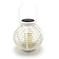 Záhradná LED solárna závesná lampa s bielym efektom plameňa