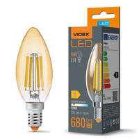 LED žiarovka E14 C35 sviečka 6W = 52W 680lm 2200K teplá biela 360° FILAMENT Amber Videx