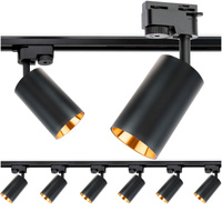 Sada zbernicového osvetlenia 2 m + 6x SAGI GU10 Black Gold LUMILED reflektor