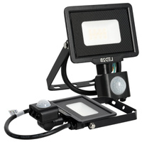 Vonkajší LED reflektor 10W 800lm 6500K studená biela 120° so senzorom pohybu a súmraku IP65 Black MHC Kobi