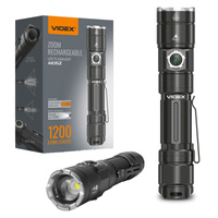 LED dobíjacia ručná baterka 10W 1200lm Zoom 6 režimov USB-C IP44 Videx