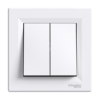 Dvojitý biely spínač s rámčekom bez kontaktu SCHNEIDER ASFORA