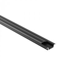 Hliníkový zapustený LED profil Black 2m s čiernym difúzorom pre LED pásy + krytky Ecolight série P