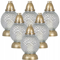 6x Sklenená sviečka na 28h náplň Celoročne na hrob 24,5cm