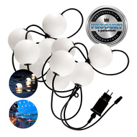 Záhradná vonkajšia svetelná reťaz Girland 10W 700lm 2500K, teplá biela 10x LED biela IP67 7,7m Venezia Kobi