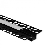 Hliníkový LED profil pre sadrokartón REGIPS Zapustená zapustená montáž Čierna 2 m s matným difúzorom pre LED pásy + krytky Ecolight GP series