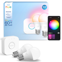 3x LED žiarovka E27 A60 8W = 60W 806lm 2200-6500K CCT + RGB SMART Smart Bluetooth ZigBee White and Color Ambiance + Bridge Bridge Philips HUE Starter Kit