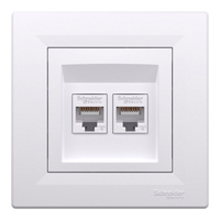 Počítačová zásuvka 2x RJ45 cat. 6 UTP s rámčekom biela SCHNEIDER ASFORA