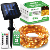 Solárna záhrada Girland 200x LED okrasné 21m teplé 3000K + Pilot PASSI LUMILED