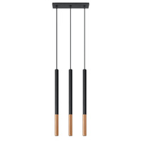 Závesné stropné svietidlo Tuba 3x G9 Tubular Hanging Black Copper Modern Mosaic Sollux