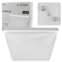 Plafond LED svetlo na povrch 2x E27 White Square Ecolight