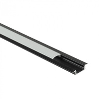 Hliníkový zapustený LED profil Black 1m s tienidlom z mliečneho skla pre LED pásy + krytky Ecolight série P