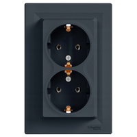 Dvojitá zásuvka SCHUKO 2x 2P+E s rámom SCHNEIDER ASFORA