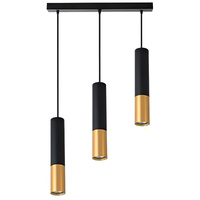 Stropné závesné svietidlo s presahom 3x GU10 nastaviteľné čierne zlato matné Keon Masterled