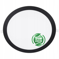 Plafond LED panel 24W 4000K 1920lm 29cm Round Flush Mount Black ECOLIGHT