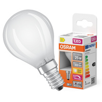 LED žiarovka P45 guľka E14 2,2W = 25W 300lm 2700K teplá biela CRI90 300° Stmievateľné vlákno SUPERSTAR PLUS CLASSIC Osram