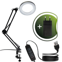 Stolná lampa LED 8W CCT kresliaca stolová lampa 3x zväčšovacie sklo LUCA 2 čierna LUMILED