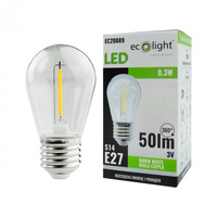 LED žiarovka Edison S14 E27 0,3W 50lm 2700K teplá biela 3V FILAMENT Ecolight