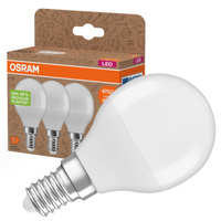 3x LED žiarovka P45 guľka E14 4,9W = 40W 470lm 2700K teplá biela 200° PCR LAMPS Osram