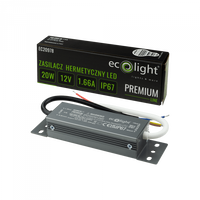 Napájací zdroj LED pásov hermetický 20W 12V 1,66A IP67 PREMIUM Ecolight