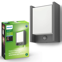 Vonkajšie nástenné svietidlo LED 6W 600lm 4000K IP44 so senzorom pohybu a súmraku Anthracite Arbour Philips