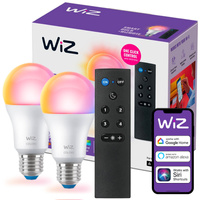 2x LED žiarovka E27 A60 8,5W = 60W 806lm 2200-6500K RGB + TW Smart SMART WiFi Bluetooth aplikácia WiZ + diaľkový ovládač