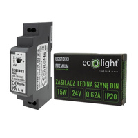 Napájací zdroj na DIN lištu pre LED pásky 15W 24V 0,88A IP20 PREMIUM Ecolight