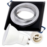 Sada GLASS ARIAN halogénová štvorcová pohyblivá čierna + GU10 LED 6W 4000K