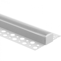 Hliníkový LED profil pre sadrokartón REGIPS Podprofil pre obkladačky biely 2m s priehľadným difúzorom pre LED pásy + koncovky GN Ecolight