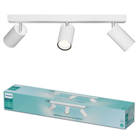 Reflektorové stropné svietidlo 3x GU10 IP44 biele Idris Philips