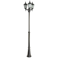 Záhradná lampa Vonkajšia tyčová lampa E27 Retro Classic OGMWN 3 195-295cm čierna Su-Ma