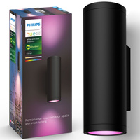 Záhradné nástenné LED vonkajšie fasádne svietidlo 15,8 W 1180 lm IP44 Biela a farebná Ambiance RGB + TW Black Smart SMART Zigbee Bluetooth Appear Philips HUE