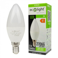 LED žiarovka B37 E14 3W 270lm 3000K teplá biela Ecolight