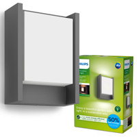 Záhradné nástenné svietidlo Vonkajšia fasádna LED lampa 4W 800lm 3000K IP44 Antracit Arbour Ultra Efficient Philips