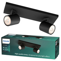 Stropné bodové svietidlo na povrch 2x GU10 Black Runner Philips
