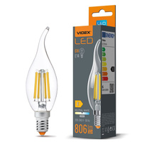 LED žiarovka E14 C35 sviečka 6W = 60W 806lm 4000K neutrálna biela 360° FILAMENT Videx