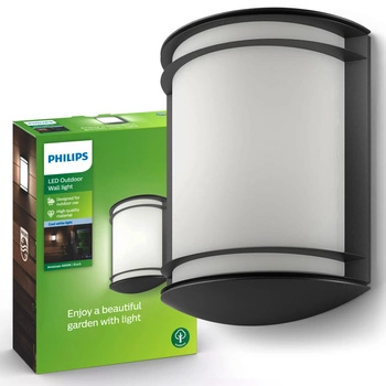 Záhradné nástenné svietidlo Vonkajšia fasádna LED lampa 6W 600lm 4000K IP44 Black Antelope Philips