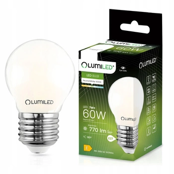 LED žiarovka E27 guľka P45 7W = 60W 806lm 4000K neutrálna biela 360° FILAMENT LUMILED