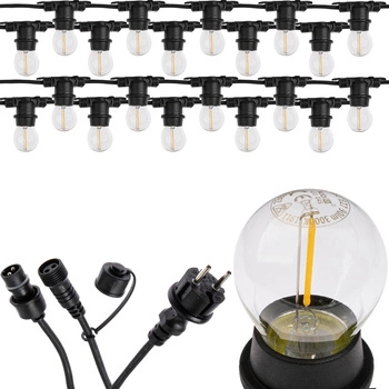 Záhradné vonkajšie osvetlenie Girland Reťaz 20m 20xE27 LED 1,3W