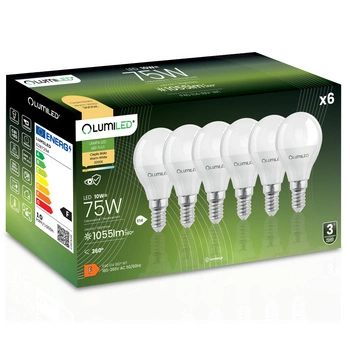 6x LED žiarovka P45 E14 10W = 75W 990lm 3000K, teplá biela 180° LUMILED
