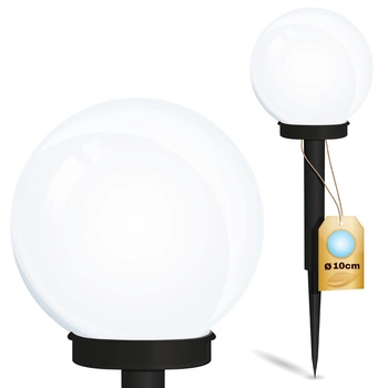 LED záhradná lampa na solárny pohon WHITE BALL 10cm