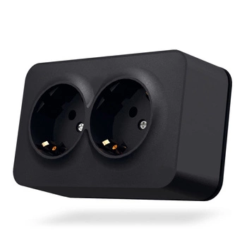 Nástenná dvojzásuvka 16A Povrchová montáž čierna BINERA VIDEX