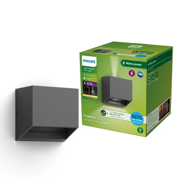 Záhradné nástenné svietidlo Vonkajšie fasádne svietidlo LED 4,3 W 800 lm 2700 K IP44 Antracit Alix Ultra Efficient Philips