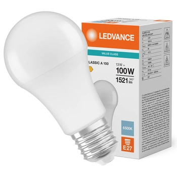 LED žiarovka E27 A60 13W = 100W 1521lm 6500K studená biela 180° Ledvance