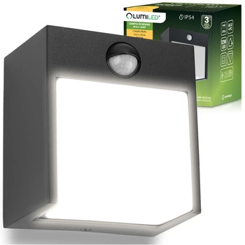 Záhradné nástenné svietidlo LED Vonkajšie nástenné svietidlo PIR IP54 12W 3000K RUBUS LUMILED